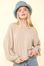 Ribbed Oversized Soft Knit Top - Cowhide and Conchos
