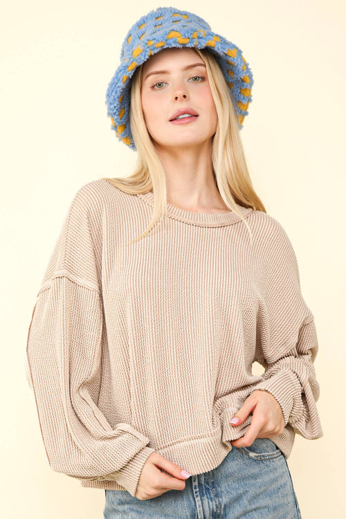 Ribbed Oversized Soft Knit Top - Cowhide and Conchos