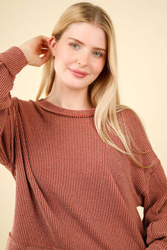 Ribbed Oversized Soft Knit Top - Cowhide and Conchos