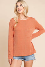 Ribbed Top with Pocket - Charcoal, Fuchsia, and Pumpkin - Cowhide and Conchos