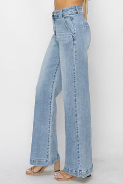 Risen Double Button Wide Jeans - Cowhide and Conchos