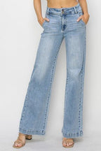 Risen Double Button Wide Jeans - Cowhide and Conchos