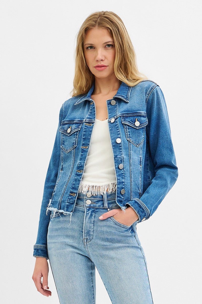 Risen Fray Hem Jean Jacket - Cowhide and Conchos