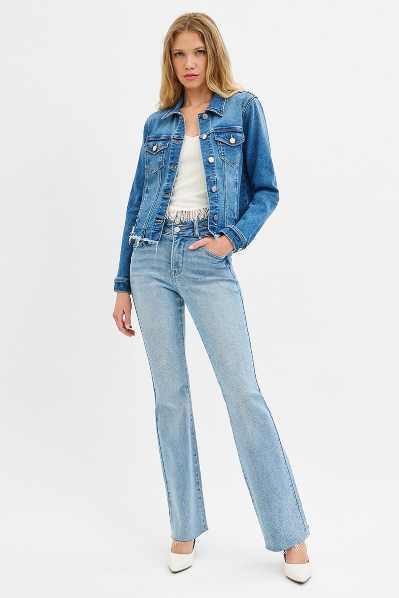 Risen Fray Hem Jean Jacket - Cowhide and Conchos