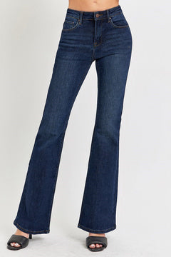 Risen High Rise Basic Flare Jeans - Dark & Light Washes available - Cowhide and Conchos