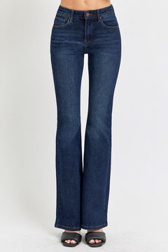 Risen High Rise Basic Flare Jeans - Dark & Light Washes available - Cowhide and Conchos