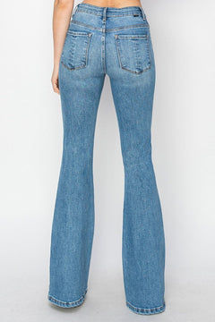 Risen High Rise Basic Flare Jeans - Dark & Light Washes available - Cowhide and Conchos