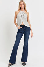 Risen High Rise Basic Flare Jeans - Dark & Light Washes available - Cowhide and Conchos