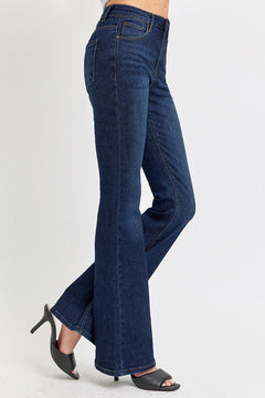 Risen High Rise Basic Flare Jeans - Dark & Light Washes available - Cowhide and Conchos