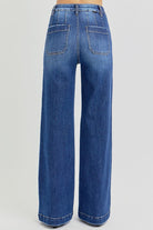 Risen High Rise Wide Leg Slanted Pocket Jeans - Cowhide and Conchos