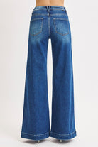 Risen Mid Rise Wide Front Patch Pocket Jeans - Cowhide and Conchos