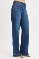 Risen Mid Rise Wide Iron Press Line Detail Jeans - Cowhide and Conchos