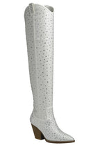 River Over the Knee Rhinestone Boots - Cowhide and Conchos