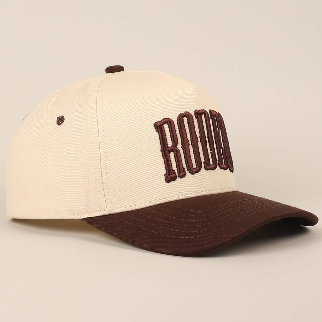 RODEO Two - Tone Embroidered Trucker Hat - Cowhide and Conchos