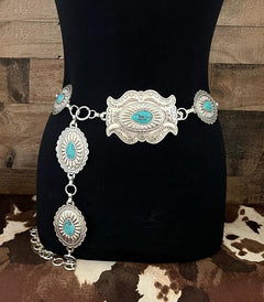 Rodeo - Western Concho Belt - Cowhide and Conchos