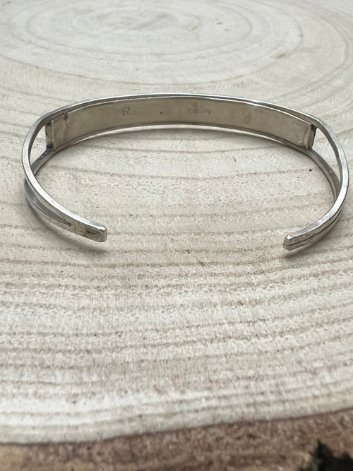 Roger Morgan Inlay Turquoise & Sterling Silver Bracelet - Cowhide and Conchos