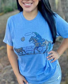 Roping Cattle Cowboy T-Shirt - Large and XL remaining - Cowhide and Conchos