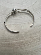 Rosemary Saunders Navajo Sterling Silver Bracelet with Sonoran Mountain Turquoise — Tapered 1/2" (Fits 6" Wrist, Heirloom) - Cowhide and Conchos