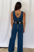 Rosie Scalloped Neckline Denim Jumpsuit - Cowhide and Conchos
