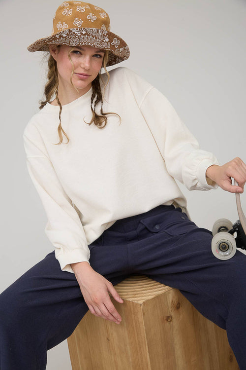 Round Up Raw Edge Marled Knit Top - Brown or Oatmeal - Cowhide and Conchos