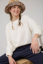 Round Up Raw Edge Marled Knit Top - Brown or Oatmeal - Cowhide and Conchos