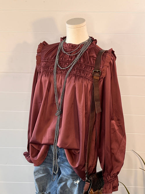 Ruffled Satin Blouse - Medium available - Cowhide and Conchos
