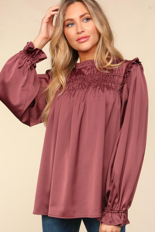 Ruffled Satin Blouse - Medium available - Cowhide and Conchos