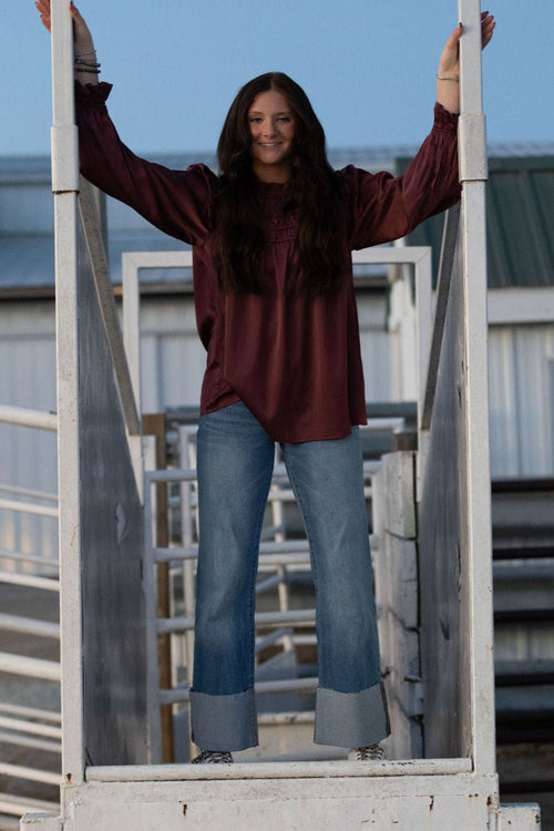 Ruffled Satin Blouse - Medium available - Cowhide and Conchos
