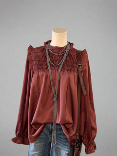 Ruffled Satin Blouse - Medium available - Cowhide and Conchos