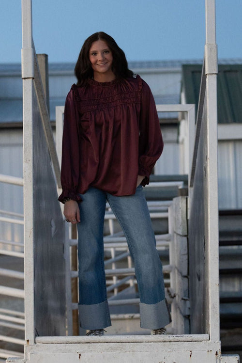 Ruffled Satin Blouse - Medium available - Cowhide and Conchos