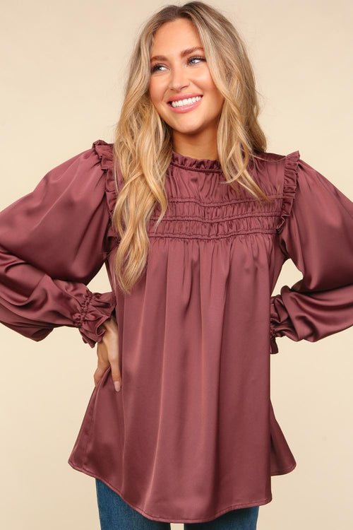 Ruffled Satin Blouse - Medium available - Cowhide and Conchos