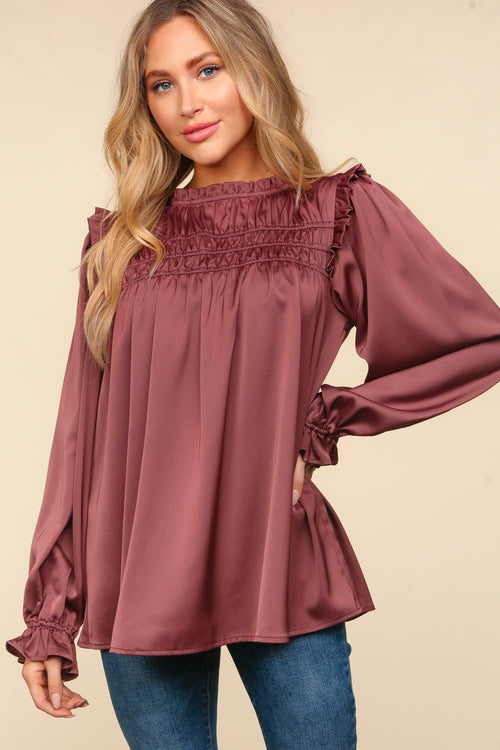 Ruffled Satin Blouse - Medium available - Cowhide and Conchos