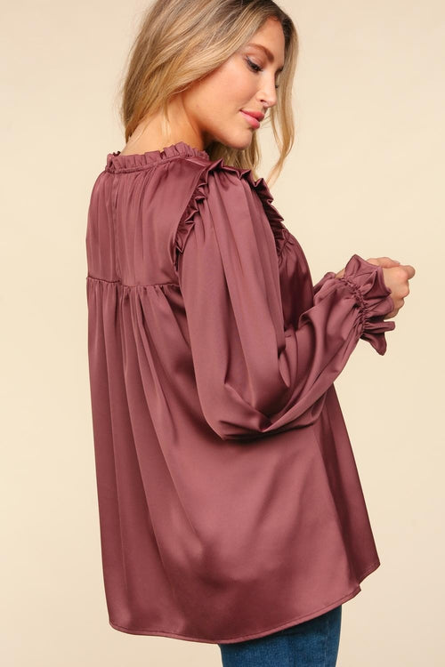Ruffled Satin Blouse - Medium available - Cowhide and Conchos
