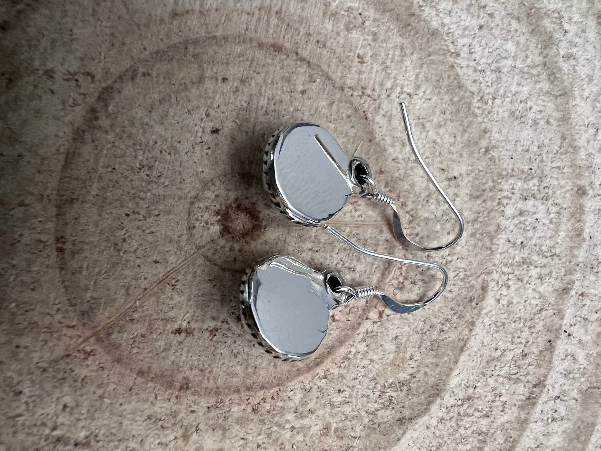 Ryntanna Yazzie Navajo Handmade Kingman Turquoise Earrings - Cowhide and Conchos