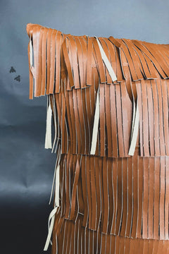 Saddle Fringe Pillow Cover - Cowhide and Conchos