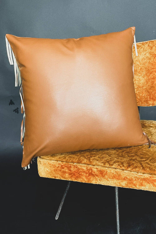 Saddle Fringe Pillow Cover - Cowhide and Conchos