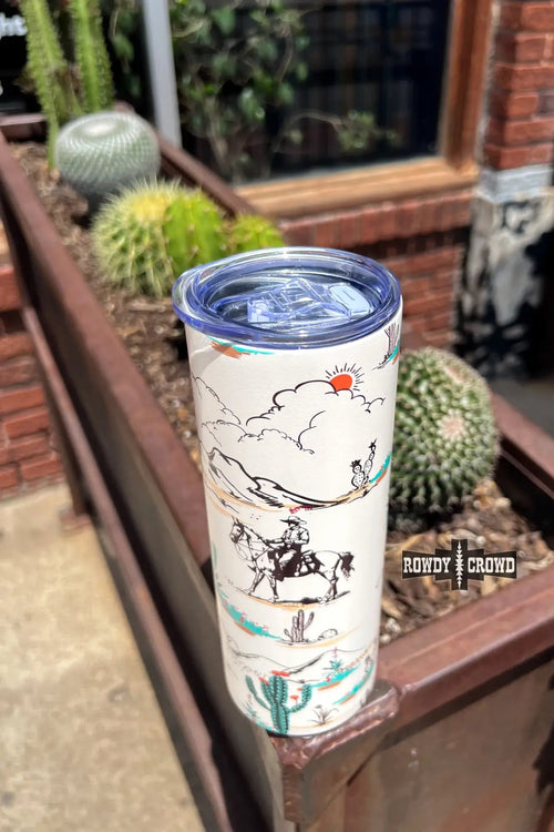 Saguaro Drifter Tumbler - Cowhide and Conchos