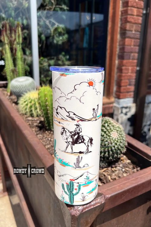 Saguaro Drifter Tumbler - Cowhide and Conchos