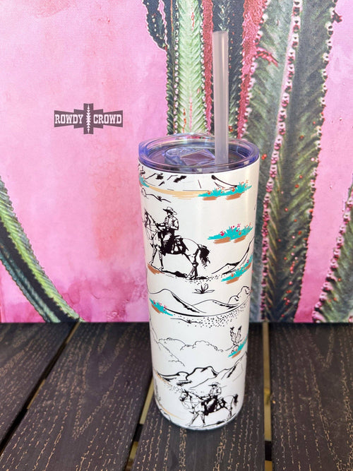 Saguaro Drifter Tumbler - Cowhide and Conchos