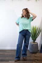 Santa Anna Short Sleeved Textured Top - Cowhide and Conchos