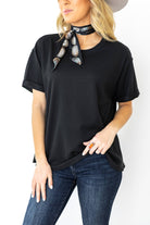 Santa Anna Short Sleeved Textured Top - Cowhide and Conchos