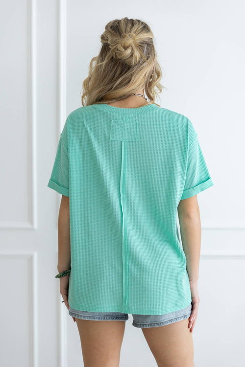 Santa Anna Short Sleeved Textured Top - Cowhide and Conchos