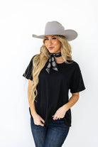 Santa Anna Short Sleeved Textured Top - Cowhide and Conchos