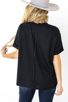 Santa Anna Short Sleeved Textured Top - Cowhide and Conchos