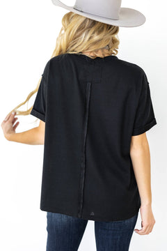Santa Anna Short Sleeved Textured Top - Cowhide and Conchos