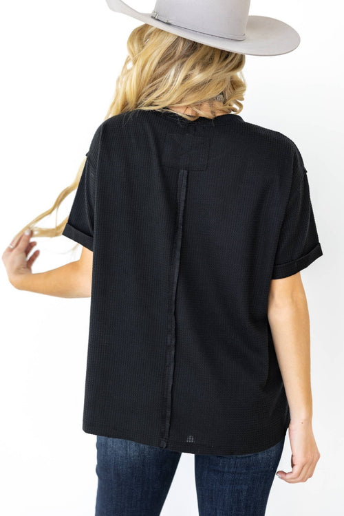 Santa Anna Short Sleeved Textured Top - Cowhide and Conchos