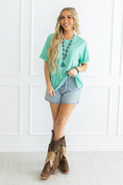 Santa Anna Short Sleeved Textured Top - Cowhide and Conchos