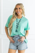 Santa Anna Short Sleeved Textured Top - Cowhide and Conchos