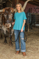 Santa Anna Short Sleeved Textured Top - Cowhide and Conchos