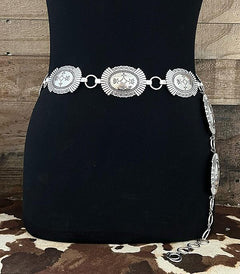 Santa Fe Concho Belt - small/medium or large/XL - Cowhide and Conchos